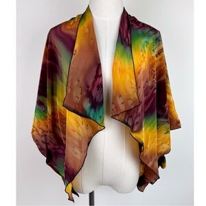 Vintage Colorful Space-Dye Silk Cape Scarf